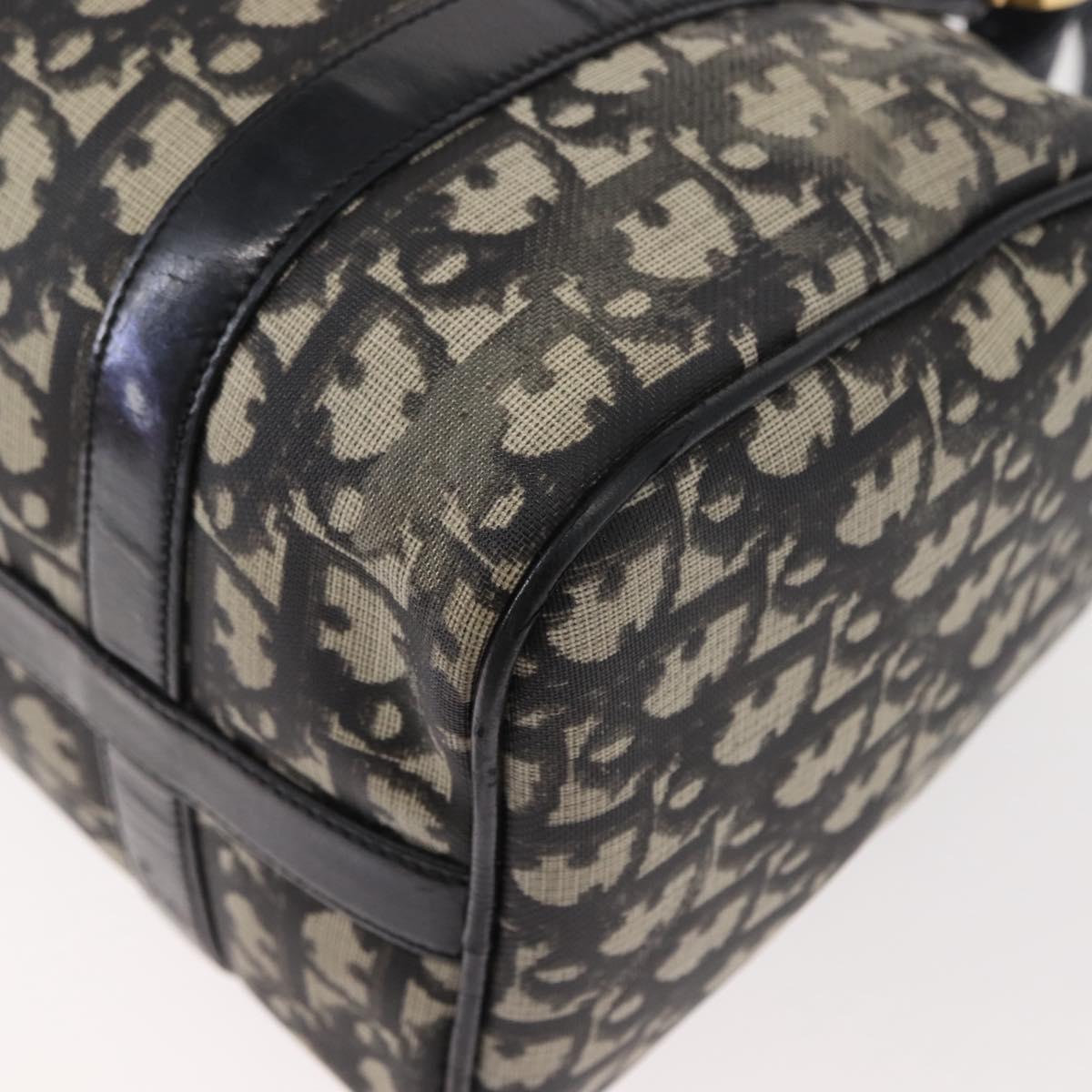 Christian Dior Trotter Canvas Hand Bag PVC Black Gold Auth 149434