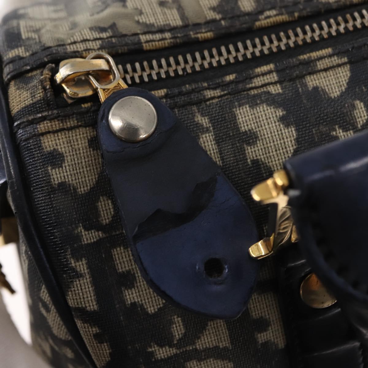 Christian Dior Trotter Canvas Hand Bag PVC Black Gold Auth 149434