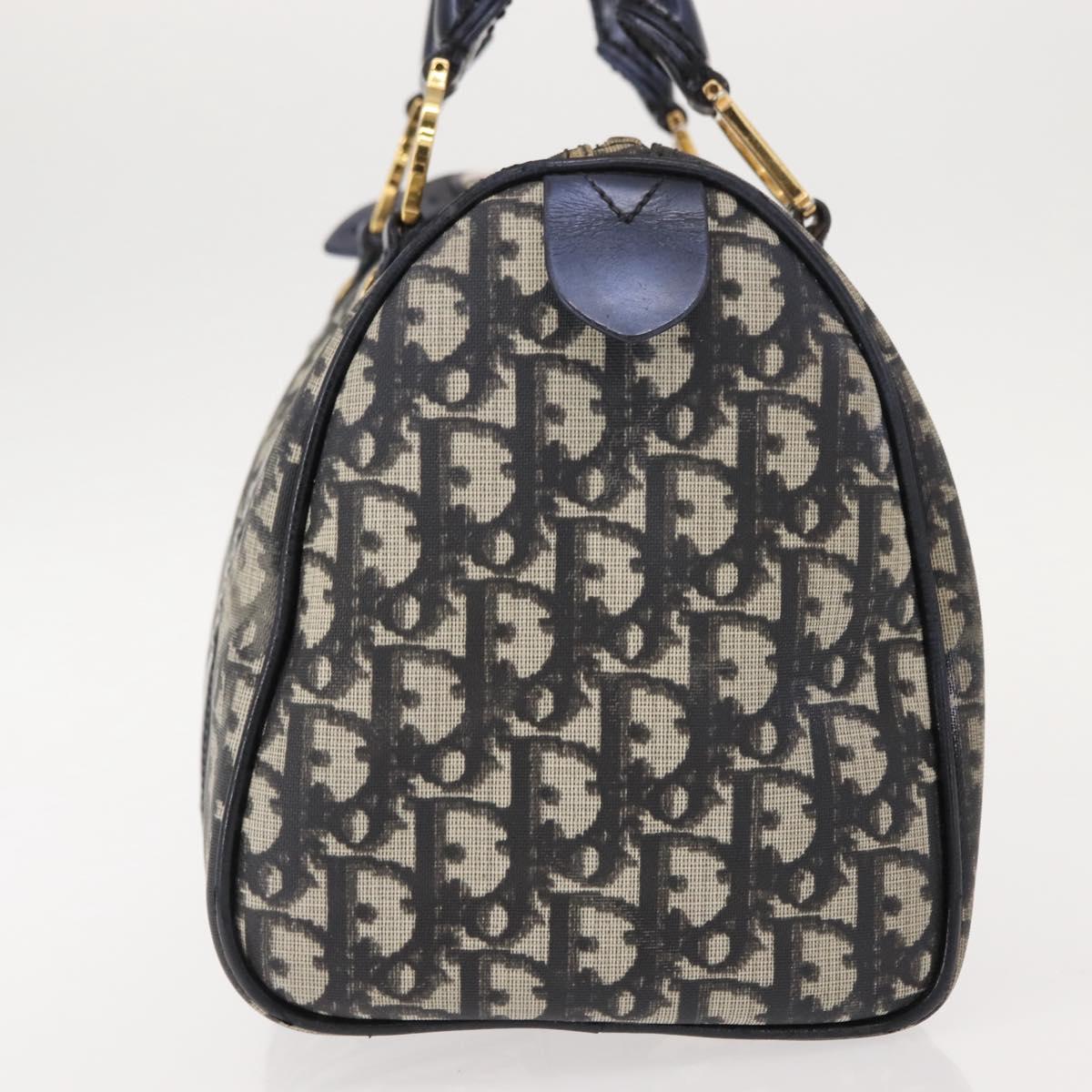 Christian Dior Trotter Canvas Hand Bag PVC Black Gold Auth 149434