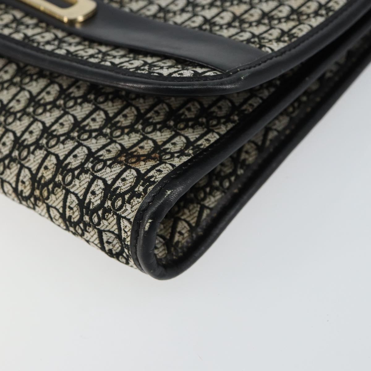 Christian Dior Trotter Canvas Chain Shoulder Bag Black Gold Auth 149437