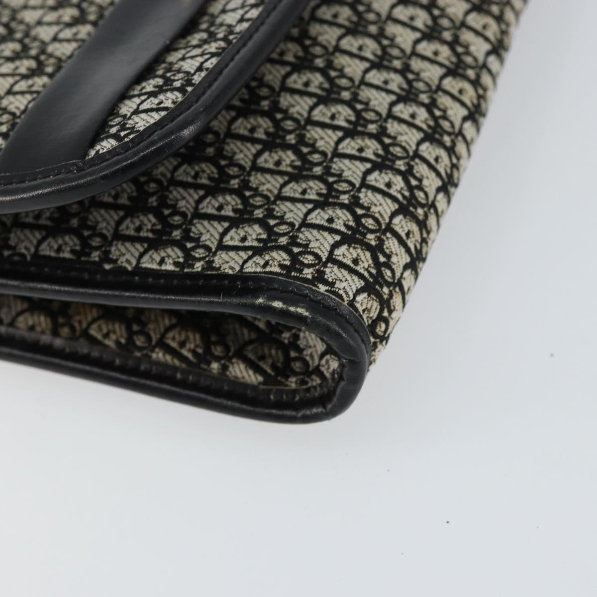 Christian Dior Trotter Canvas Chain Shoulder Bag Black Gold Auth 149437