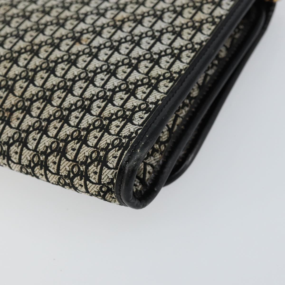 Christian Dior Trotter Canvas Chain Shoulder Bag Black Gold Auth 149437