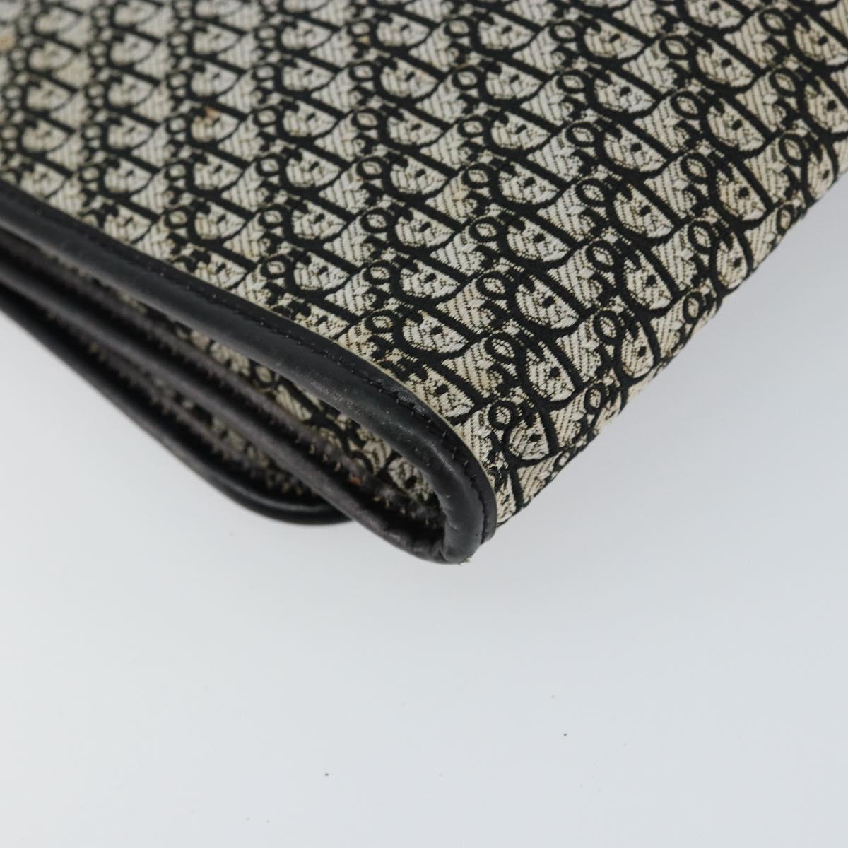 Christian Dior Trotter Canvas Chain Shoulder Bag Black Gold Auth 149437