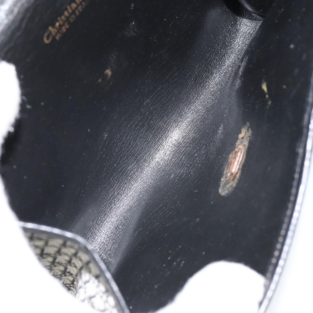 Christian Dior Trotter Canvas Chain Shoulder Bag Black Gold Auth 149437