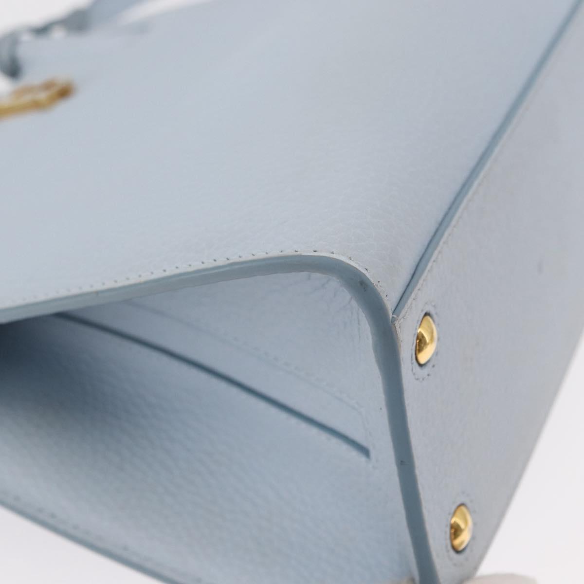 BURBERRY Frances Hand Bag Leather 2way Light Blue Gold Auth 149439