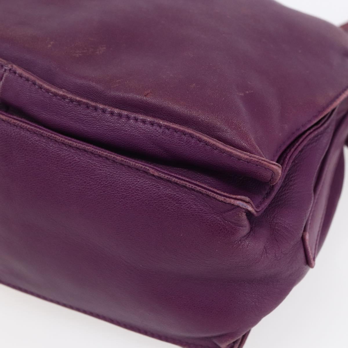 LOEWE Anagram Flamenco Shoulder Bag Leather Purple Gold Auth 149442