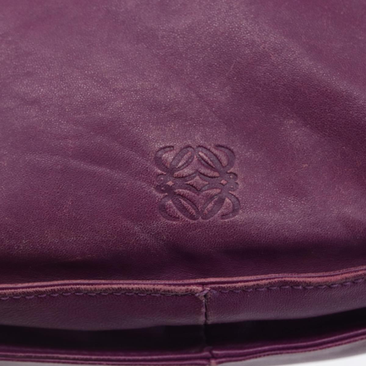 LOEWE Anagram Flamenco Shoulder Bag Leather Purple Gold Auth 149442
