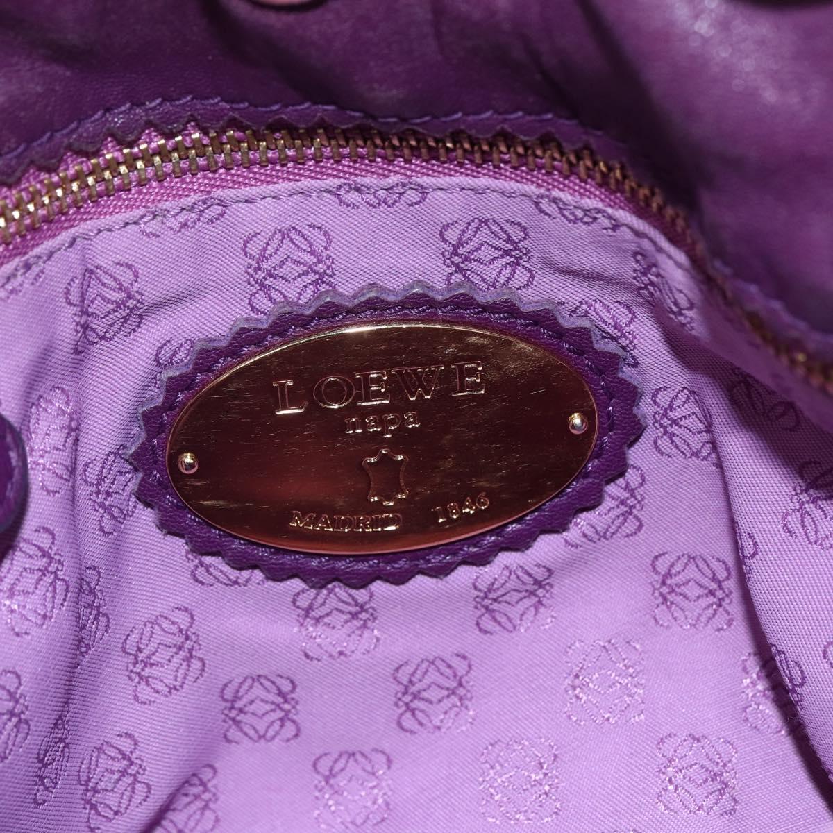 LOEWE Anagram Flamenco Shoulder Bag Leather Purple Gold Auth 149442