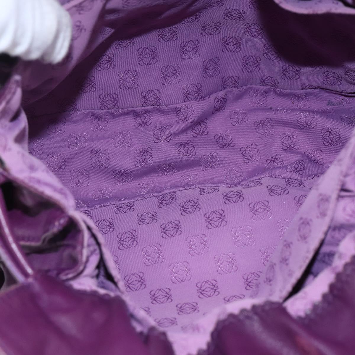 LOEWE Anagram Flamenco Shoulder Bag Leather Purple Gold Auth 149442