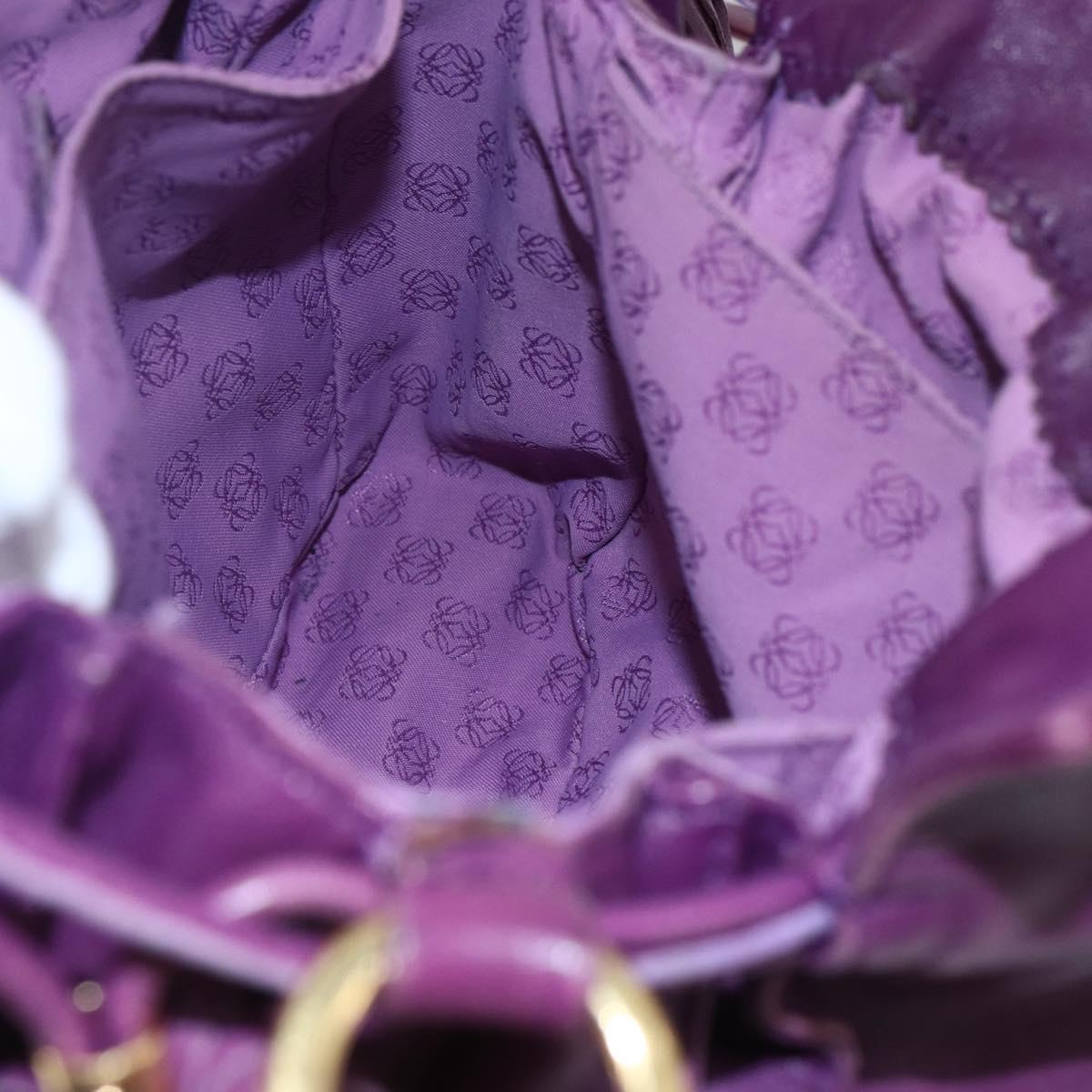 LOEWE Anagram Flamenco Shoulder Bag Leather Purple Gold Auth 149442