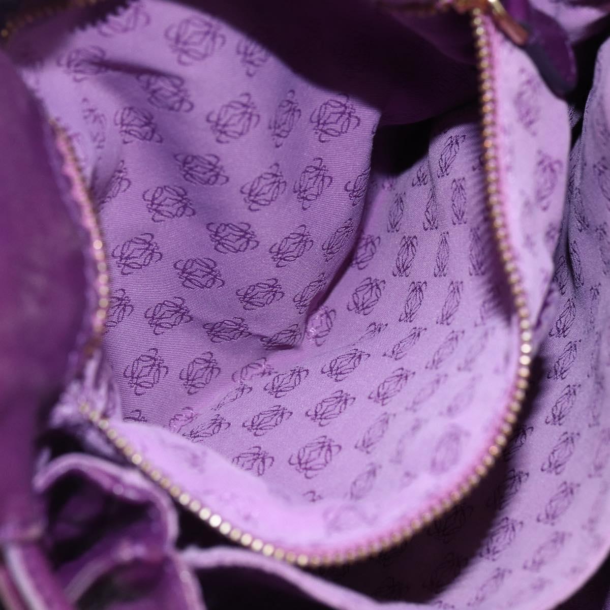 LOEWE Anagram Flamenco Shoulder Bag Leather Purple Gold Auth 149442