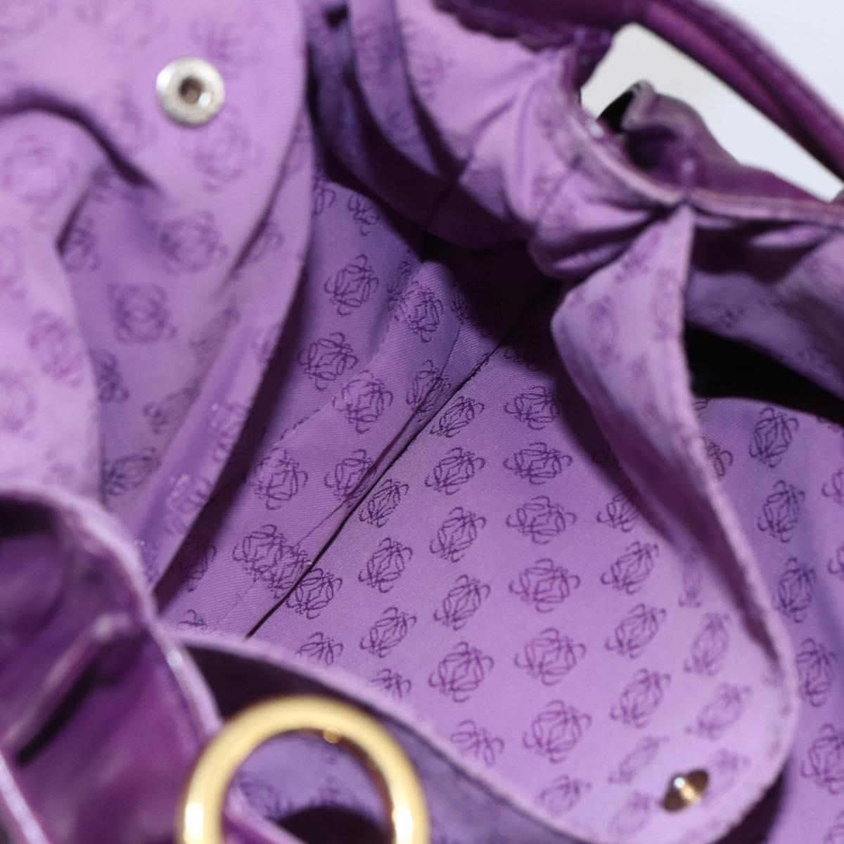 LOEWE Anagram Flamenco Shoulder Bag Leather Purple Gold Auth 149442