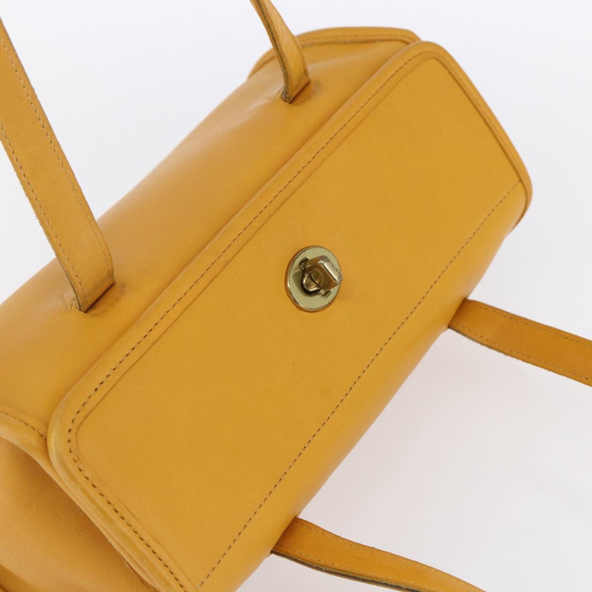 Coach Hand Bag Leather Gold Yellow Auth 149443
