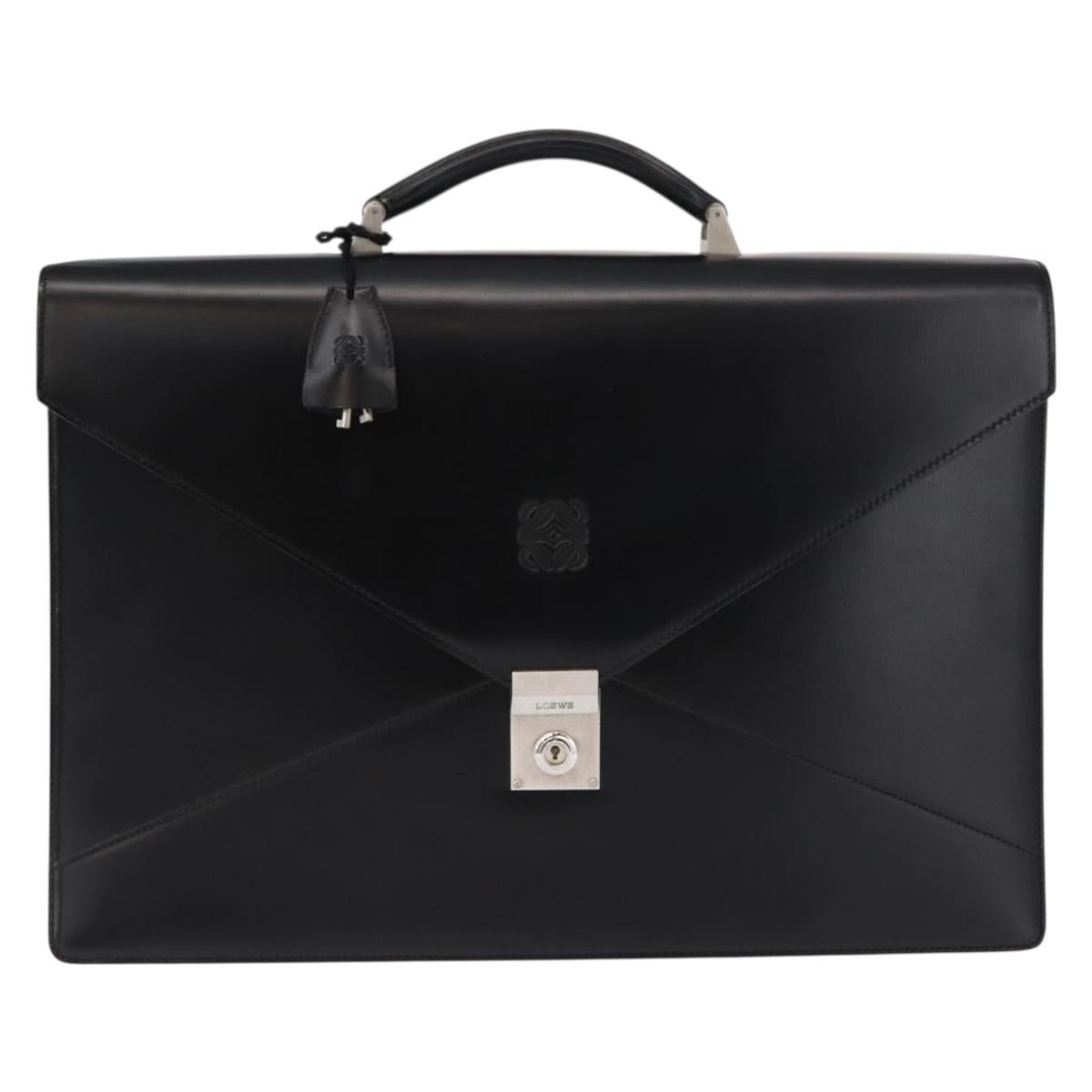 LOEWE Anagram Business Bag Leather Black Auth 149444