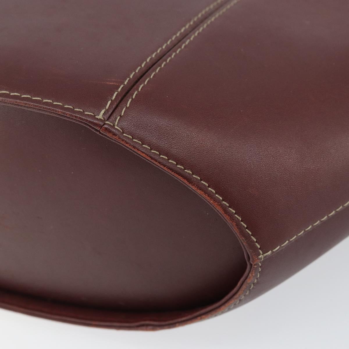 CARTIER Must Line Hand Bag Leather Bordeaux Gold Auth 149445