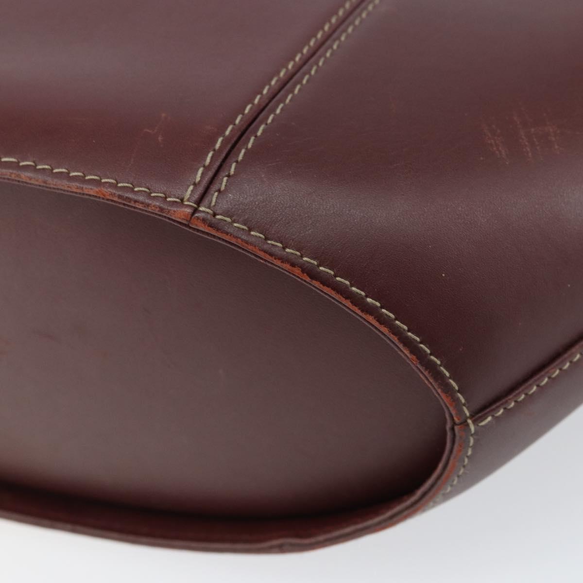 CARTIER Must Line Hand Bag Leather Bordeaux Gold Auth 149445