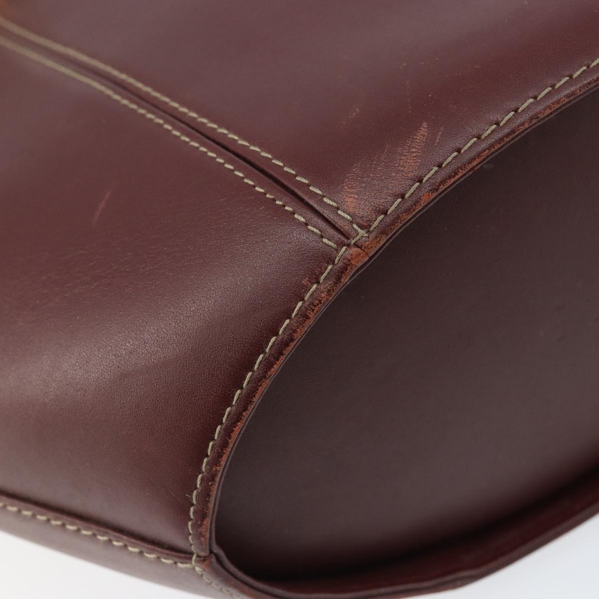 CARTIER Must Line Hand Bag Leather Bordeaux Gold Auth 149445