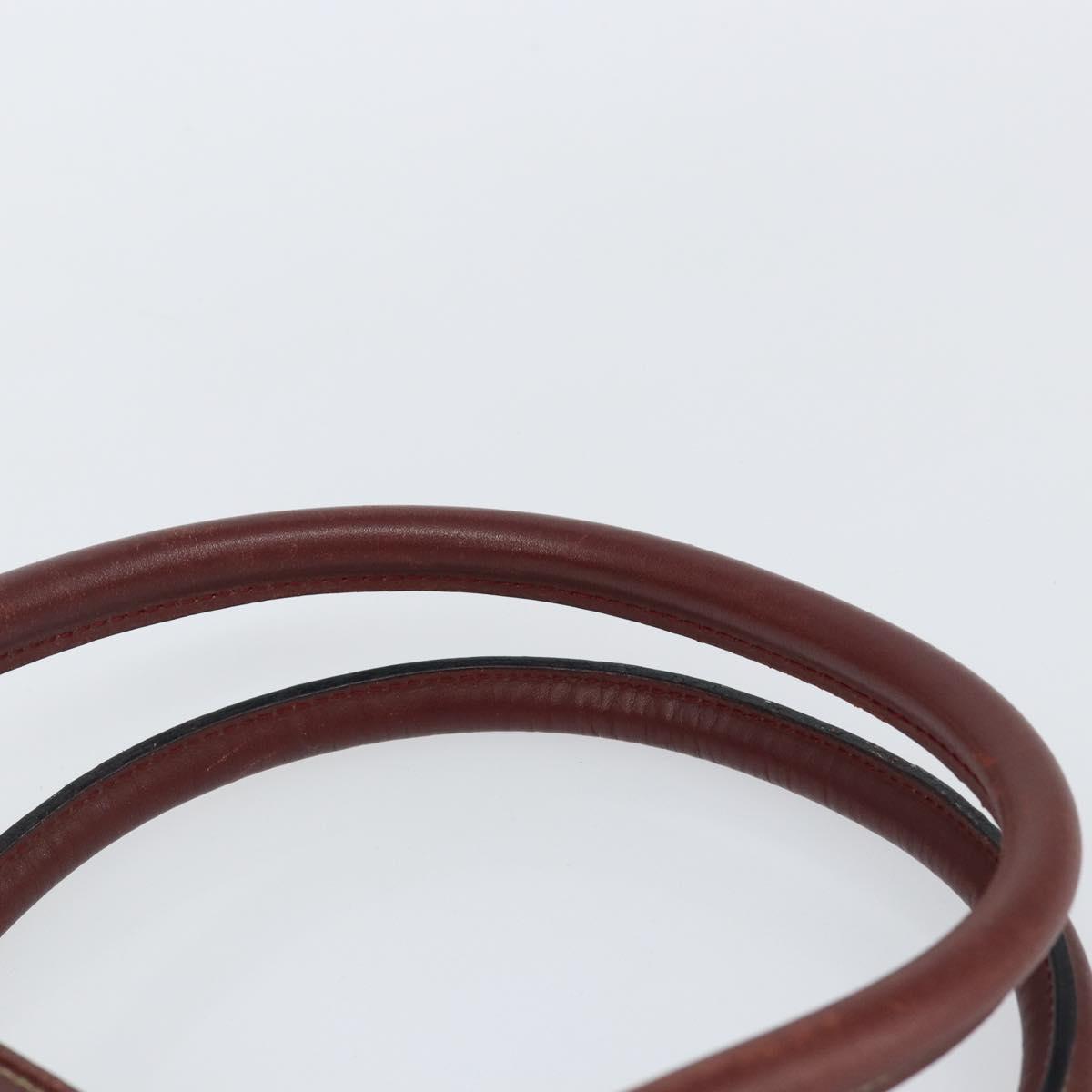 CARTIER Must Line Hand Bag Leather Bordeaux Gold Auth 149445