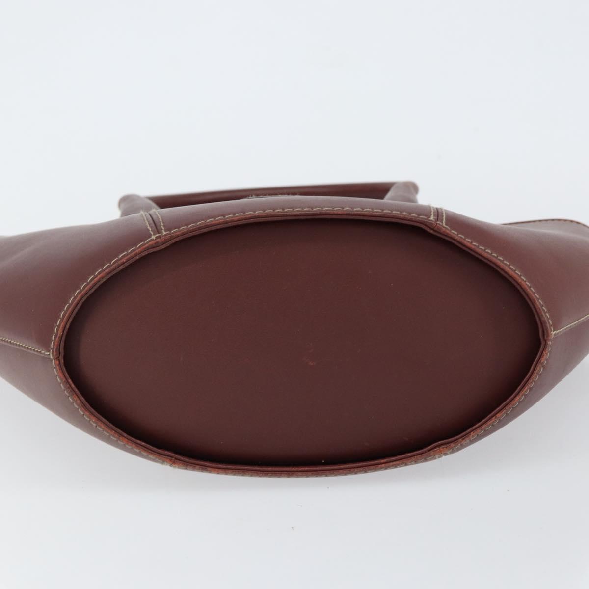 CARTIER Must Line Hand Bag Leather Bordeaux Gold Auth 149445