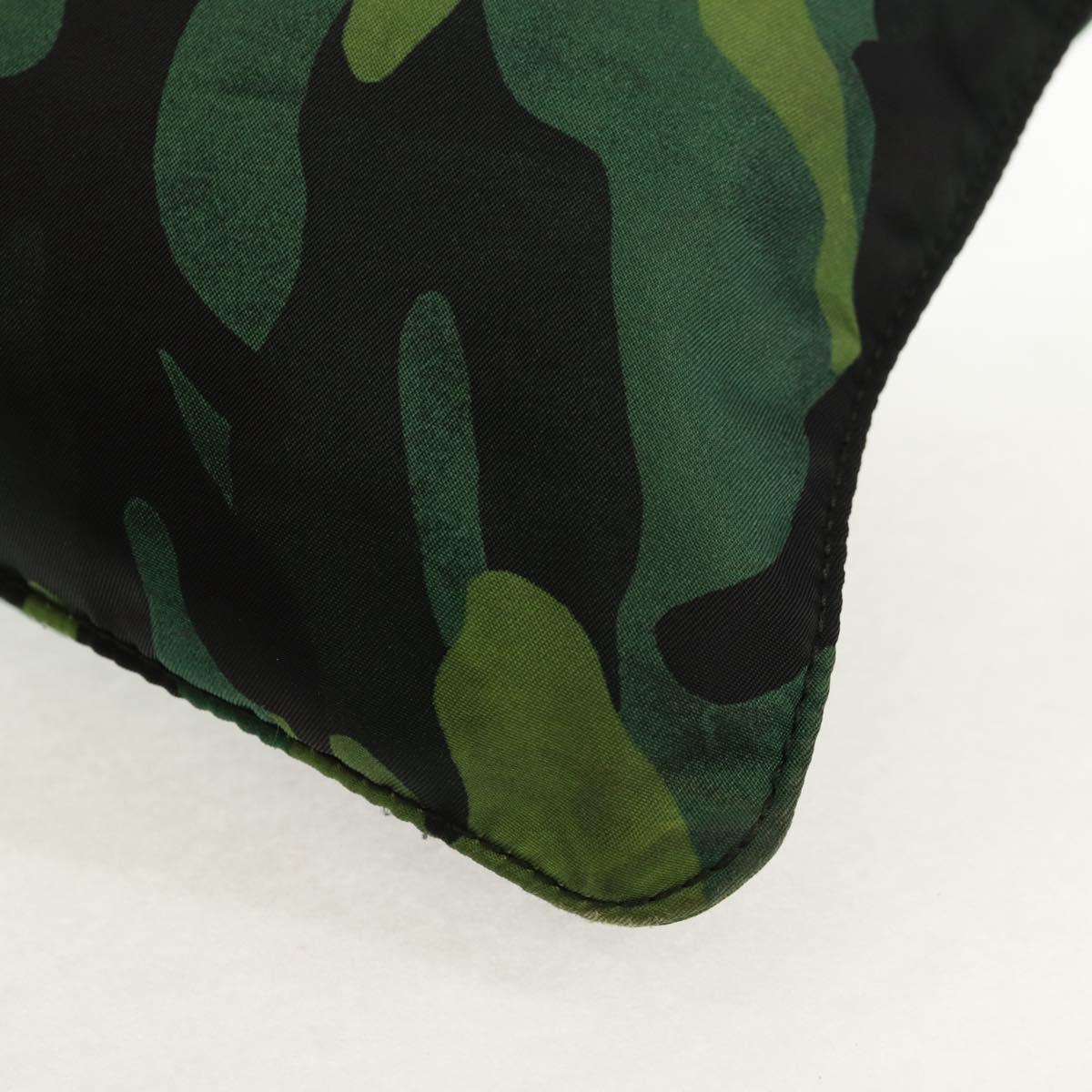 PRADA Camouflage Shoulder Bag Nylon Green Silver Auth 149451V