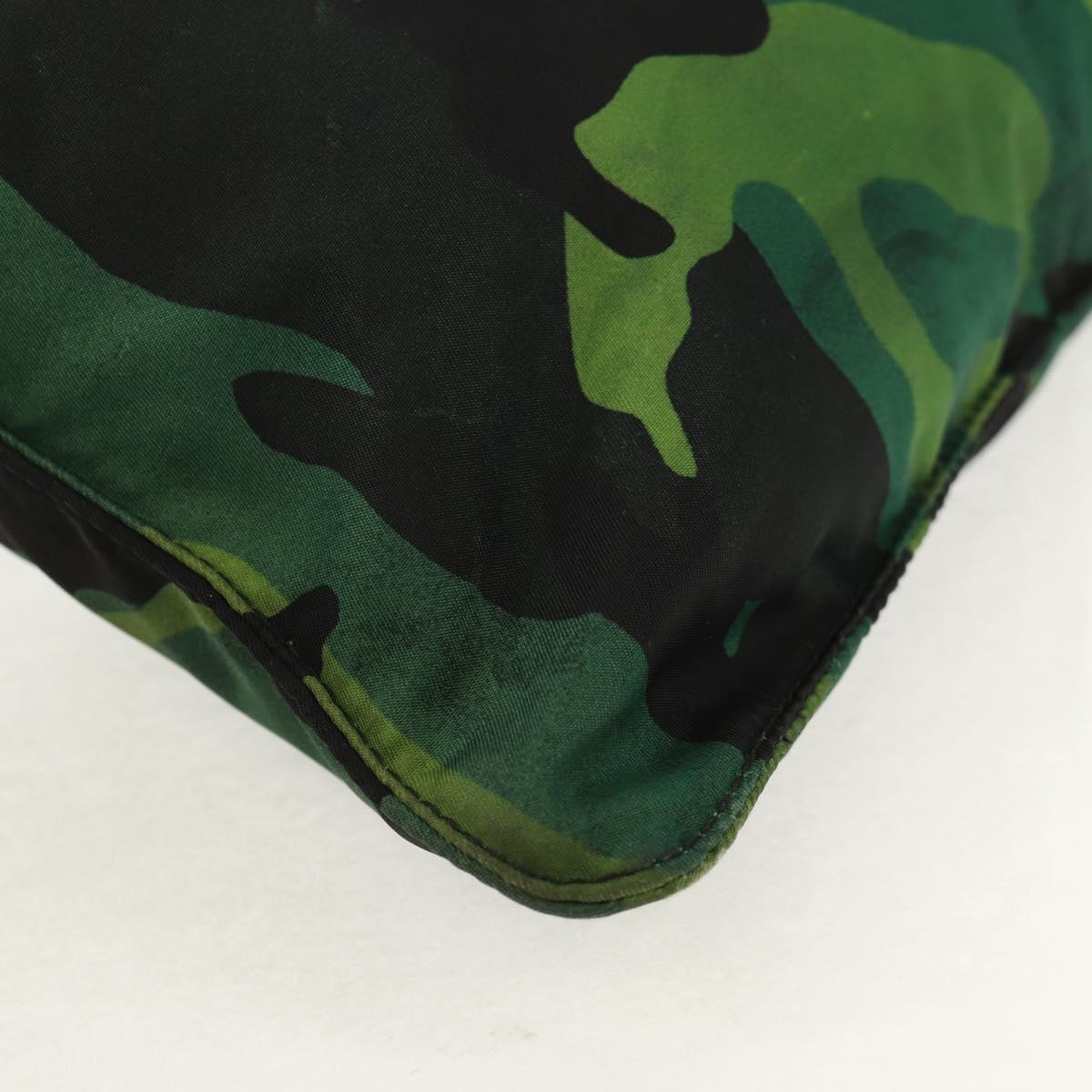 PRADA Camouflage Shoulder Bag Nylon Green Silver Auth 149451V