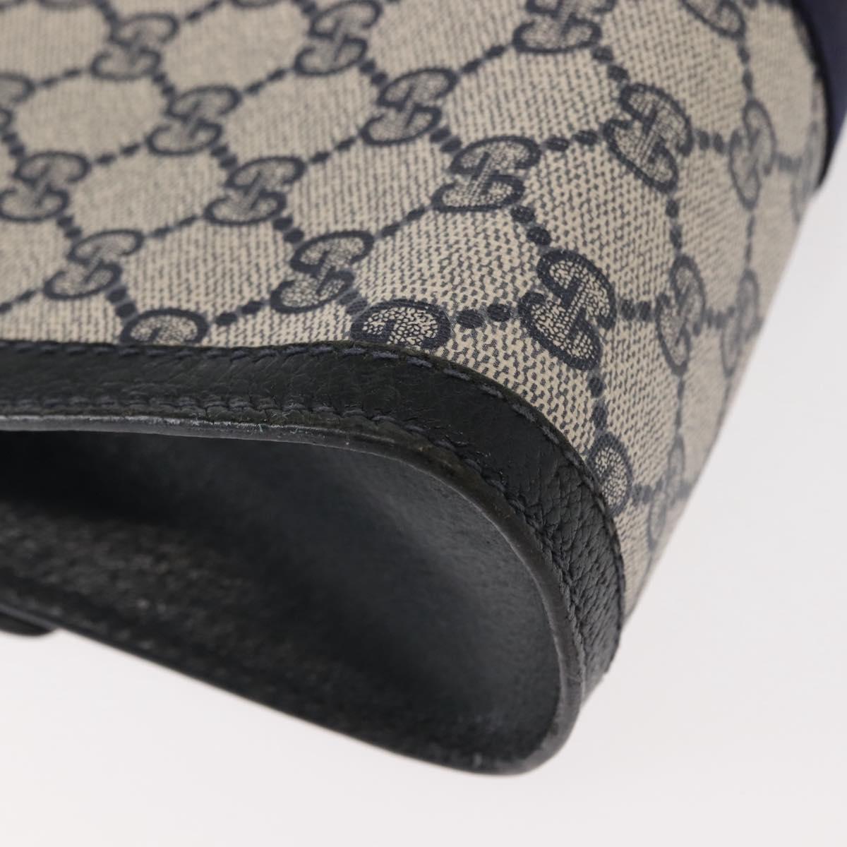 GUCCI GG Supreme Sherry Line Clutch Bag PVC Leather Navy 84 01 006 Auth 149456