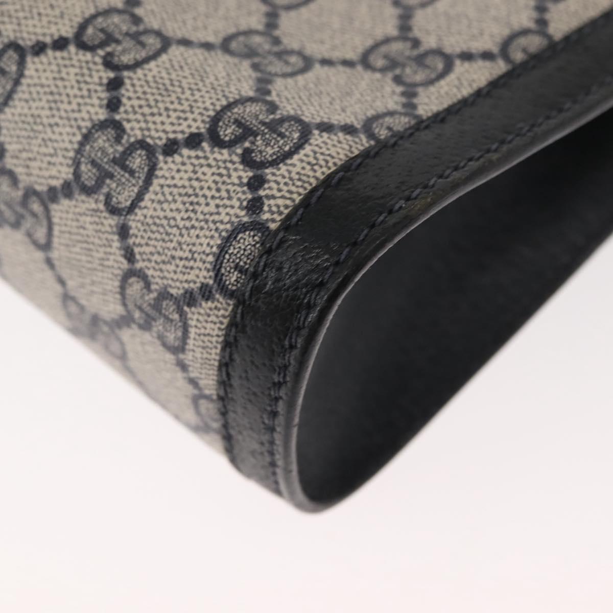 GUCCI GG Supreme Sherry Line Clutch Bag PVC Leather Navy 84 01 006 Auth 149456