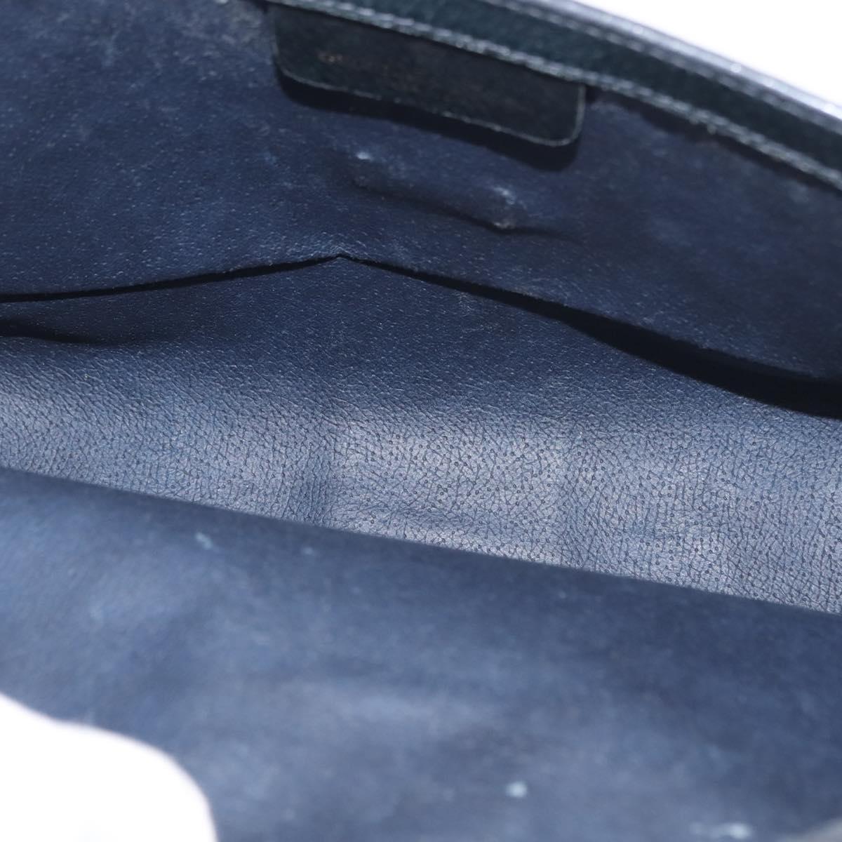 GUCCI GG Supreme Sherry Line Clutch Bag PVC Leather Navy 84 01 006 Auth 149456