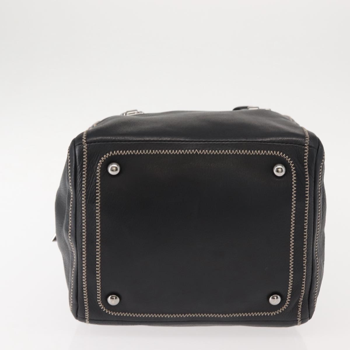 CHANEL COCO Mark Hand Bag Leather Black Silver CC Auth 149457