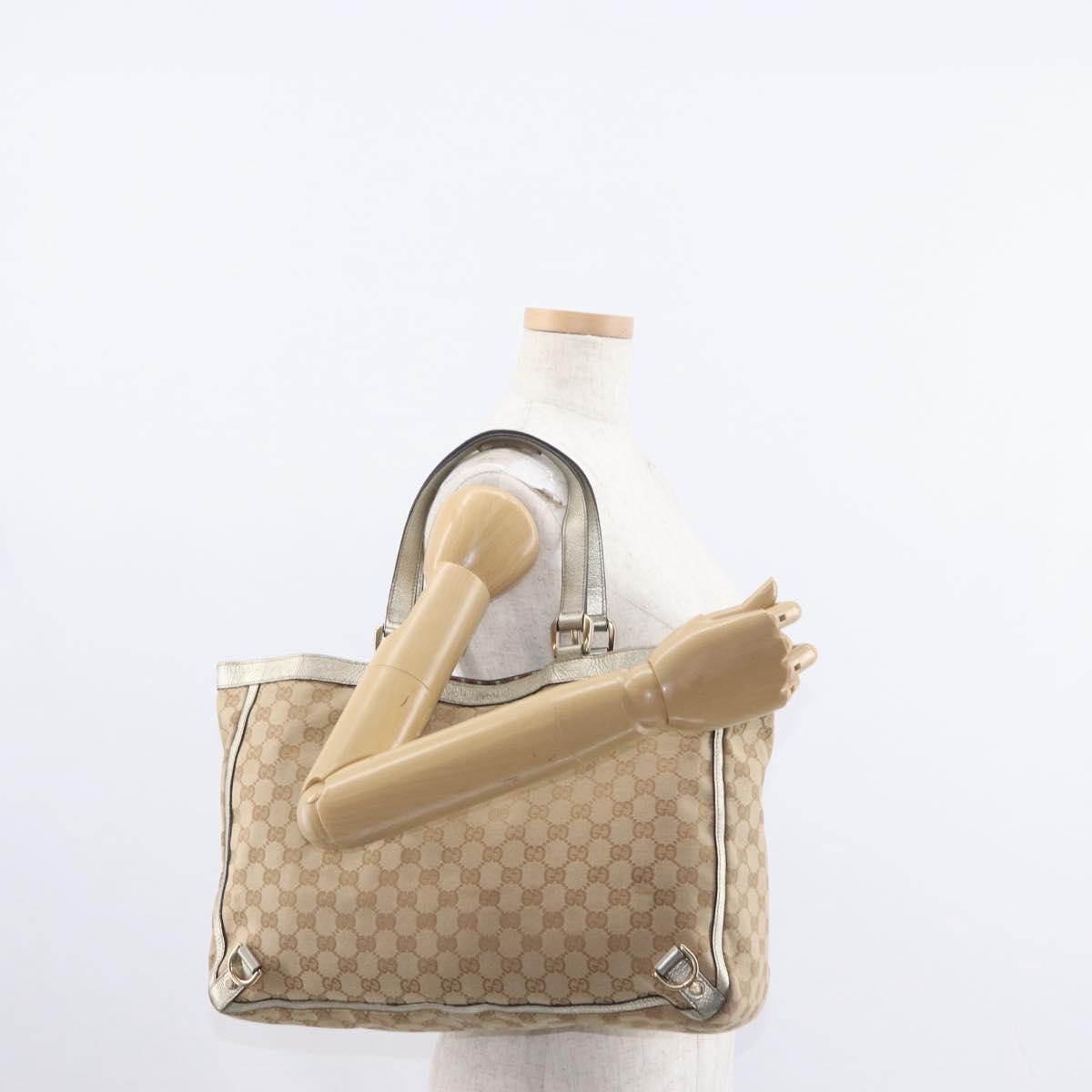 GUCCI GG Canvas Abbey Tote Bag Beige Gold 141472 Auth 149458