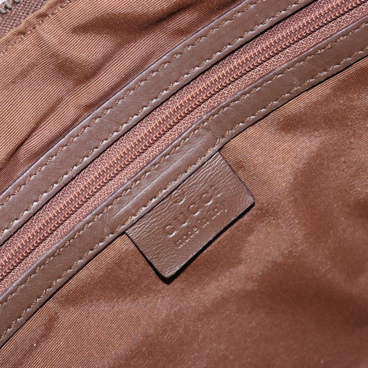 GUCCI GG Canvas Hand Bag Leather Brown Gold Auth 149459