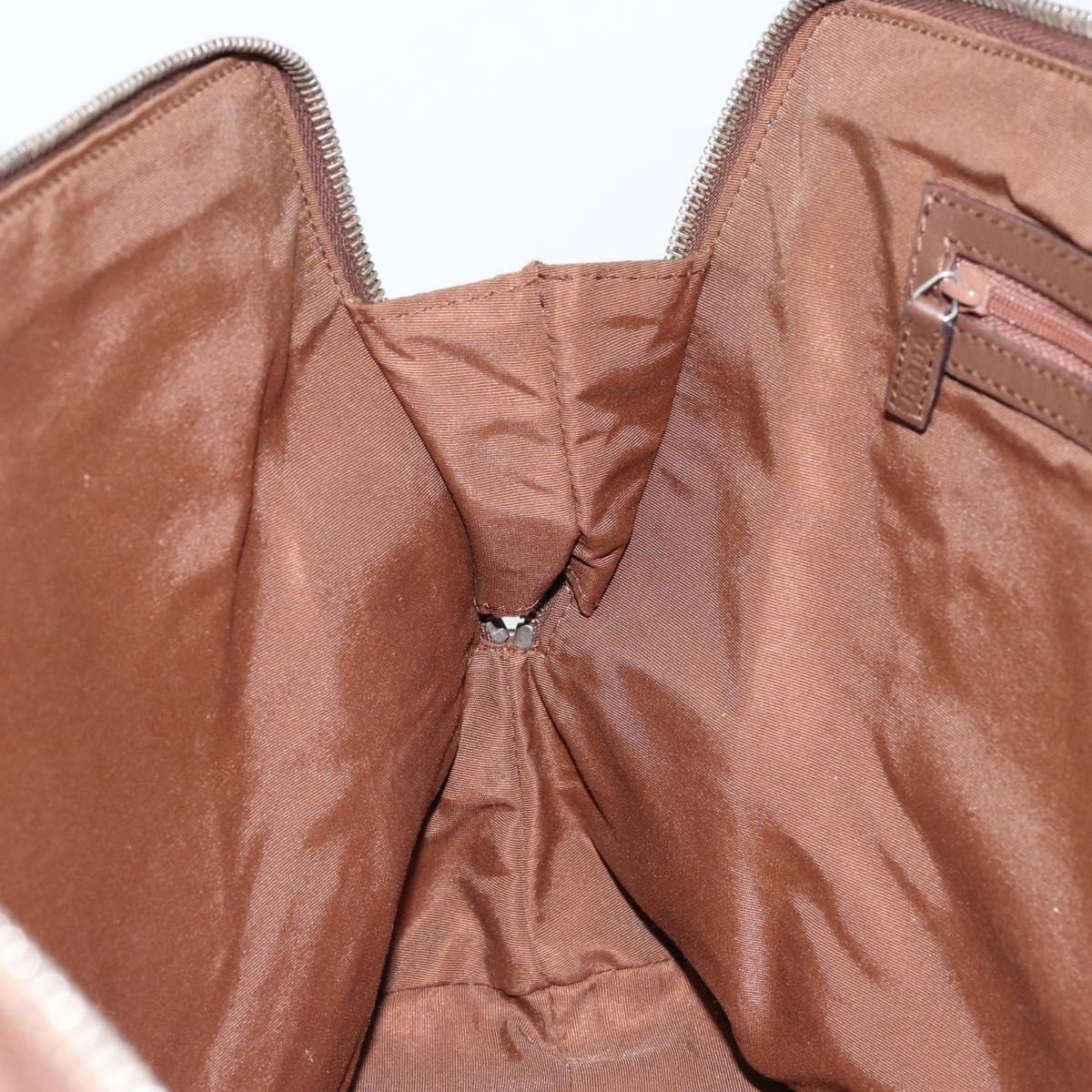 GUCCI GG Canvas Hand Bag Leather Brown Gold Auth 149459