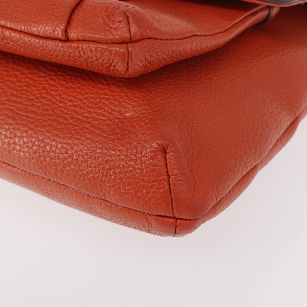 MCM Studs Chain Shoulder Bag Leather Orange Gold Auth 149467