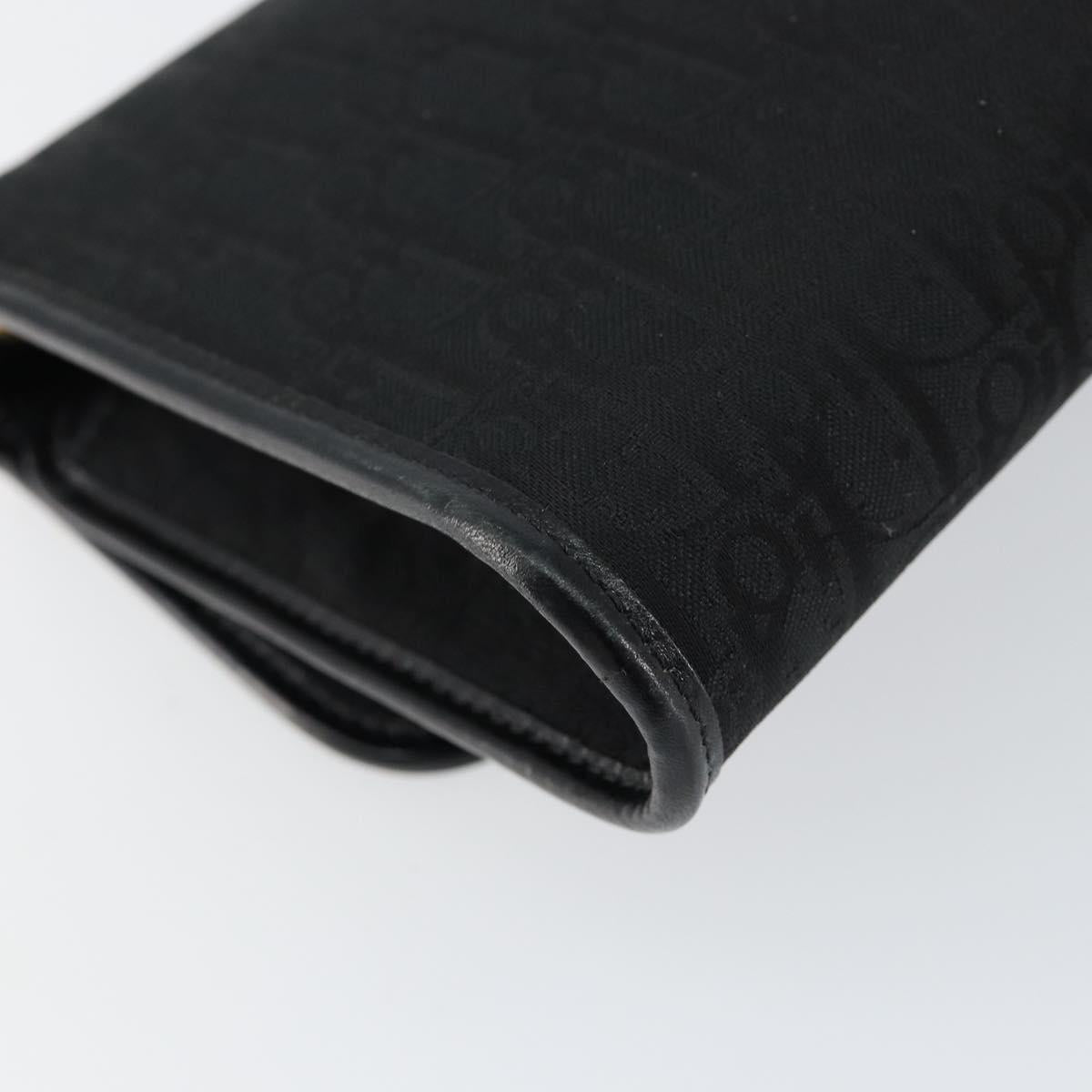 Christian Dior Trotter Canvas Clutch Bag Black Gold Auth 149470