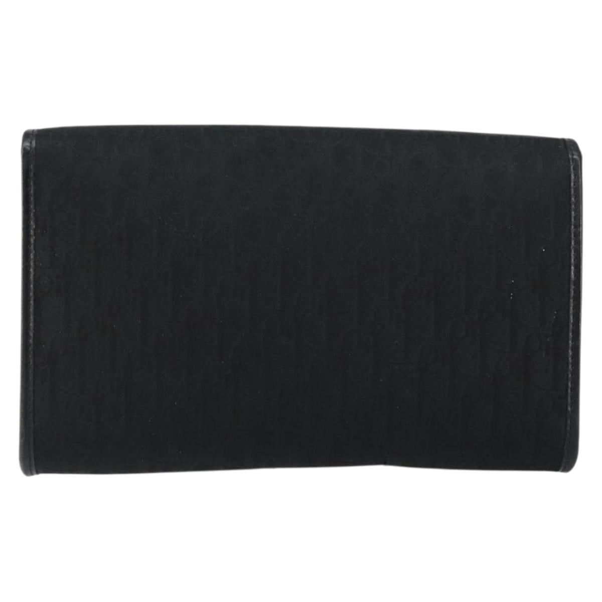 Christian Dior Trotter Canvas Clutch Bag Black Gold Auth 149470