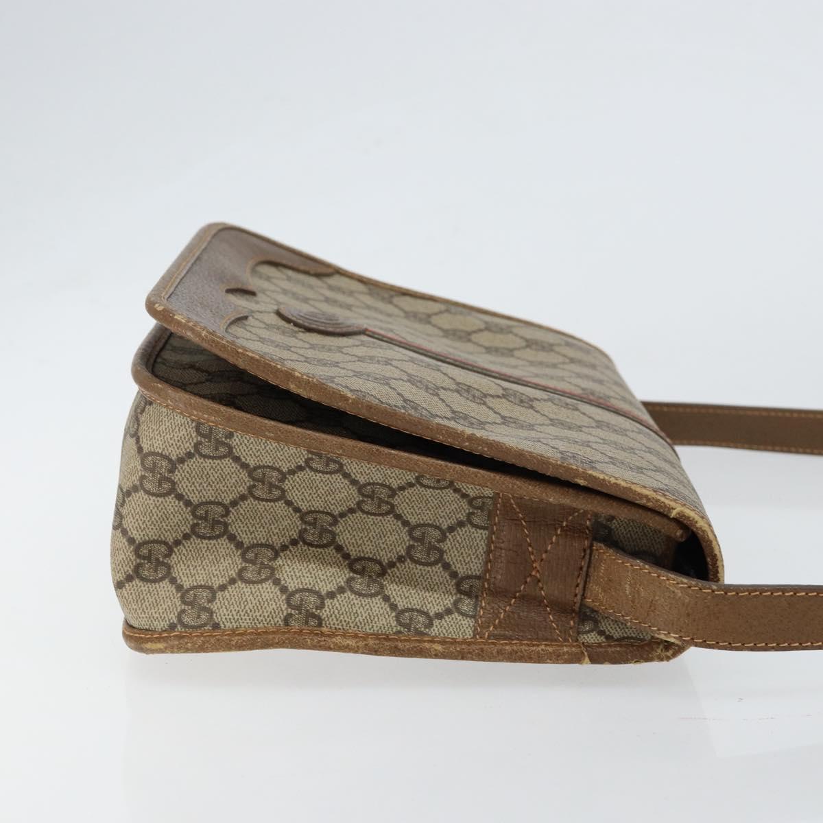 GUCCI GG Supreme Web Sherry Line Shoulder Bag PVC Beige 001 066 0551 Auth 149475