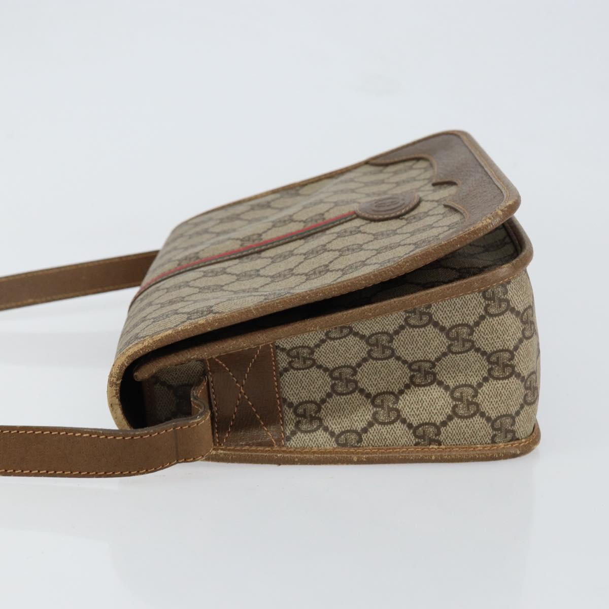 GUCCI GG Supreme Web Sherry Line Shoulder Bag PVC Beige 001 066 0551 Auth 149475