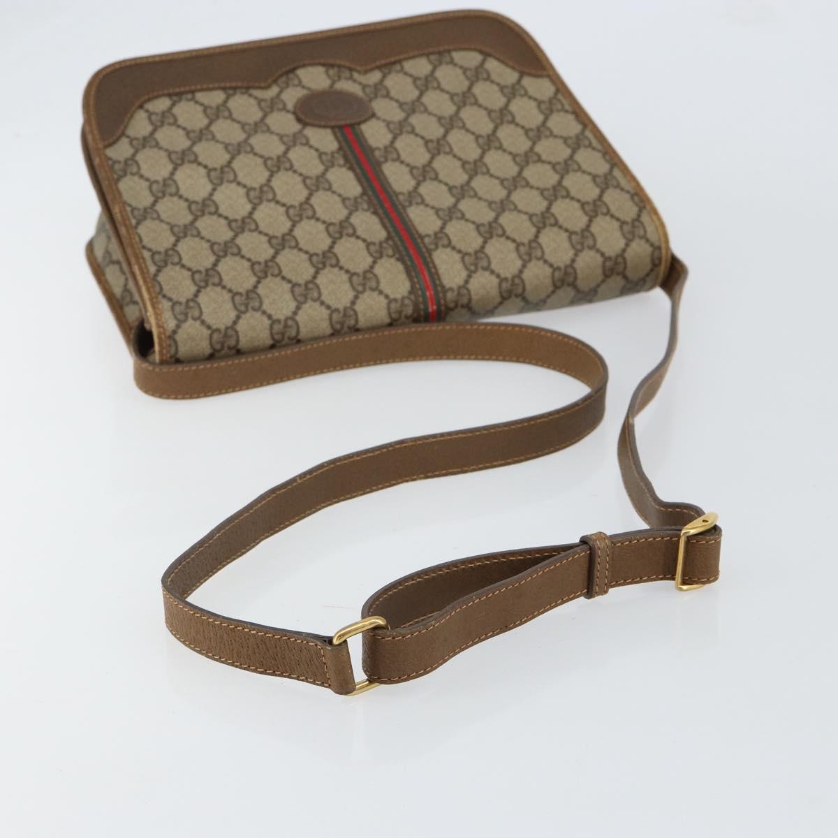 GUCCI GG Supreme Web Sherry Line Shoulder Bag PVC Beige 001 066 0551 Auth 149475