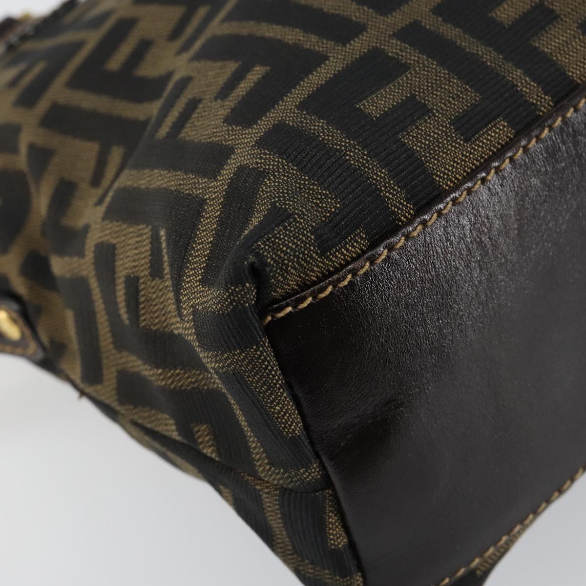FENDI Zucca Canvas Hand Bag Black Brown Auth 149479