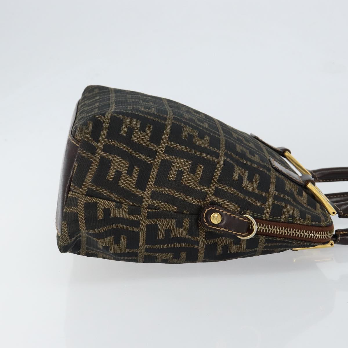 FENDI Zucca Canvas Hand Bag Black Brown Auth 149479