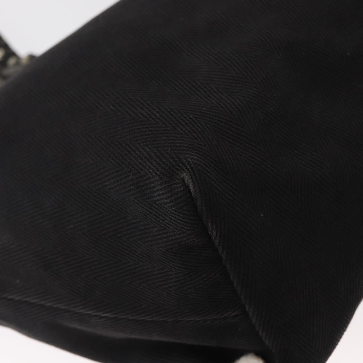 FENDI Studs Celeria Tote Bag Canvas Black Silver Auth 149482