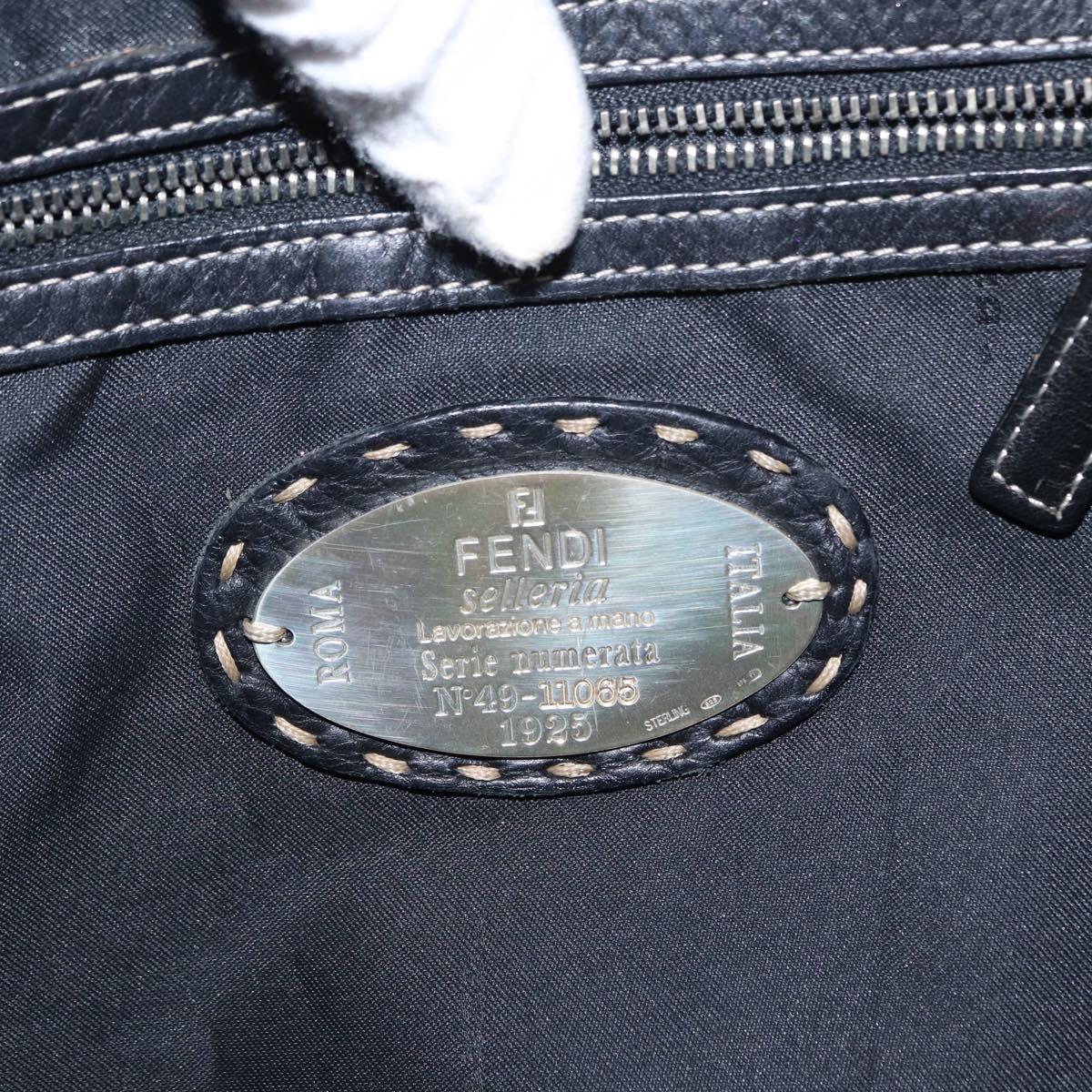 FENDI Studs Celeria Tote Bag Canvas Black Silver Auth 149482