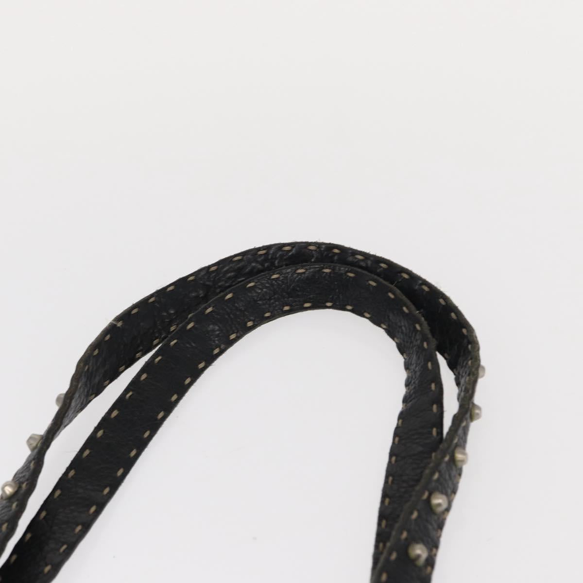 FENDI Studs Celeria Tote Bag Canvas Black Silver Auth 149482