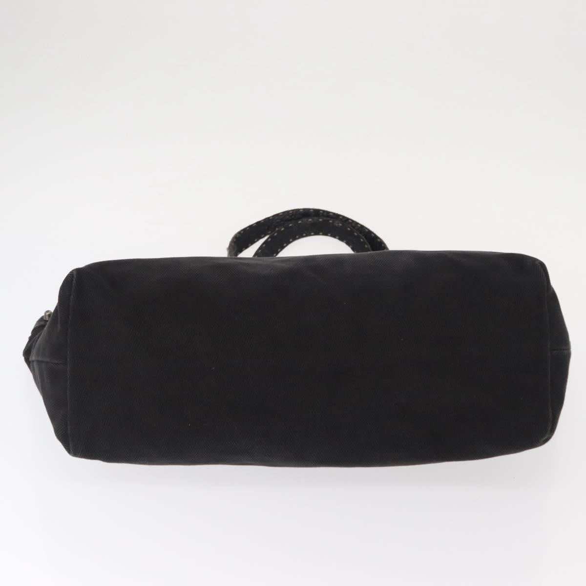 FENDI Studs Celeria Tote Bag Canvas Black Silver Auth 149482