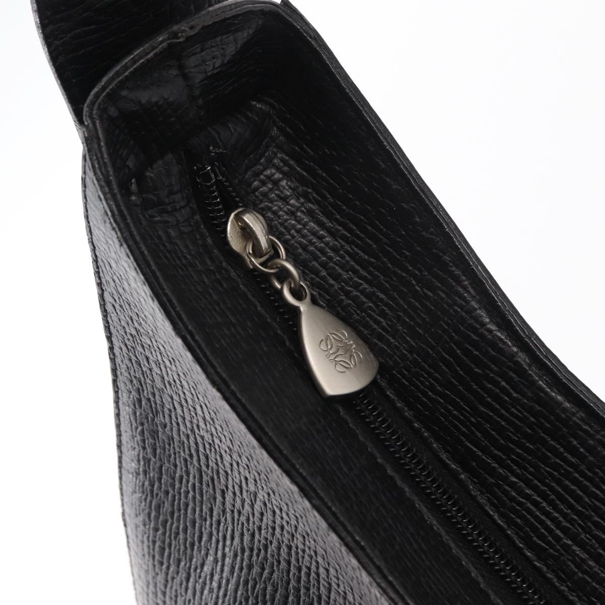 LOEWE Shoulder Bag Leather Black Auth 149483
