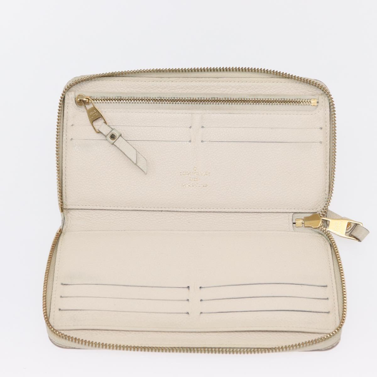 LOUIS VUITTON Monogram Empreinte Zippy Wallet White TN0146 LV Auth 149489