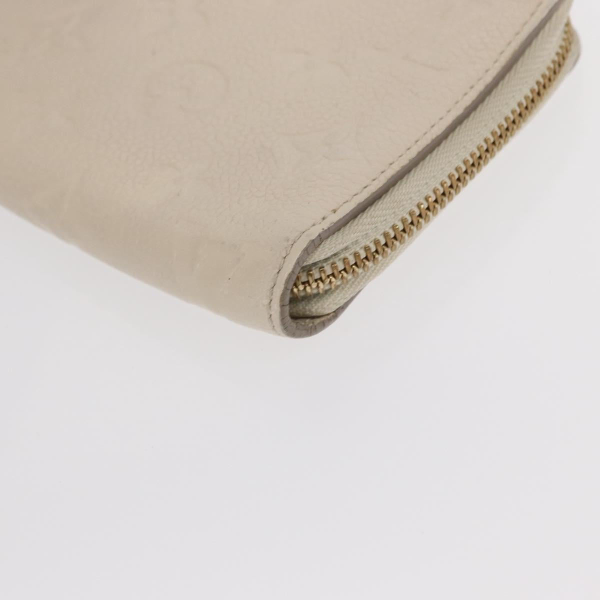 LOUIS VUITTON Monogram Empreinte Zippy Wallet White TN0146 LV Auth 149489