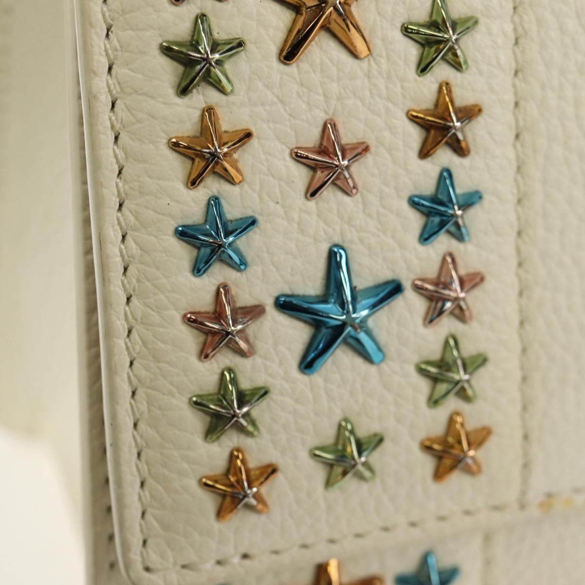 Jimmy Choo Studs Hand Bag Leather 2way White Silver Auth 149491M