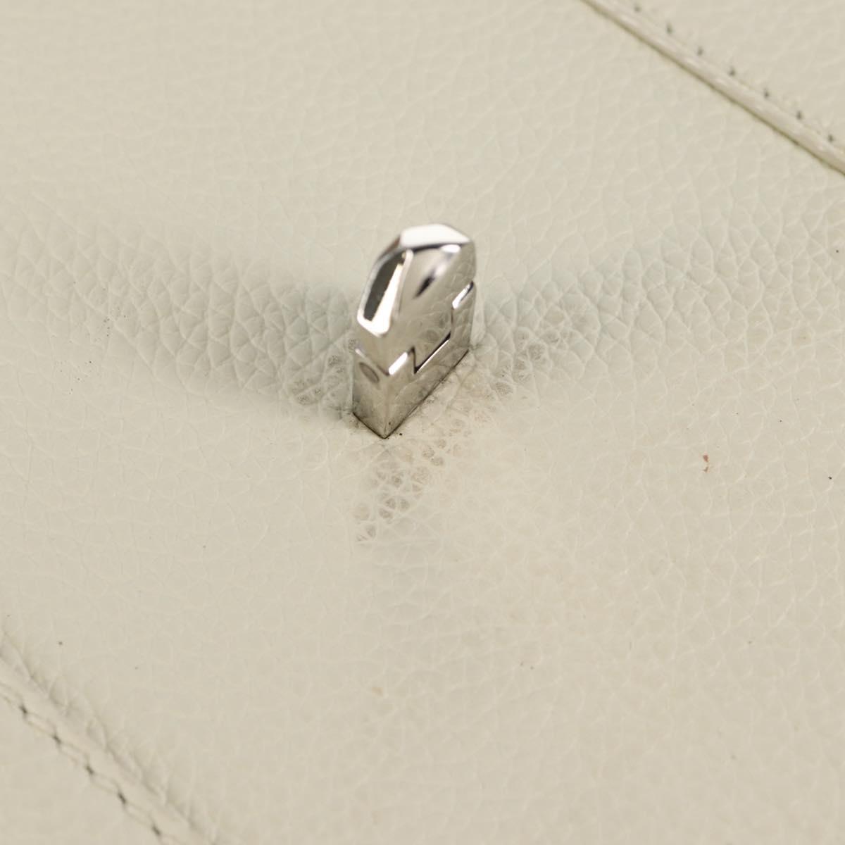 Jimmy Choo Studs Hand Bag Leather 2way White Silver Auth 149491M