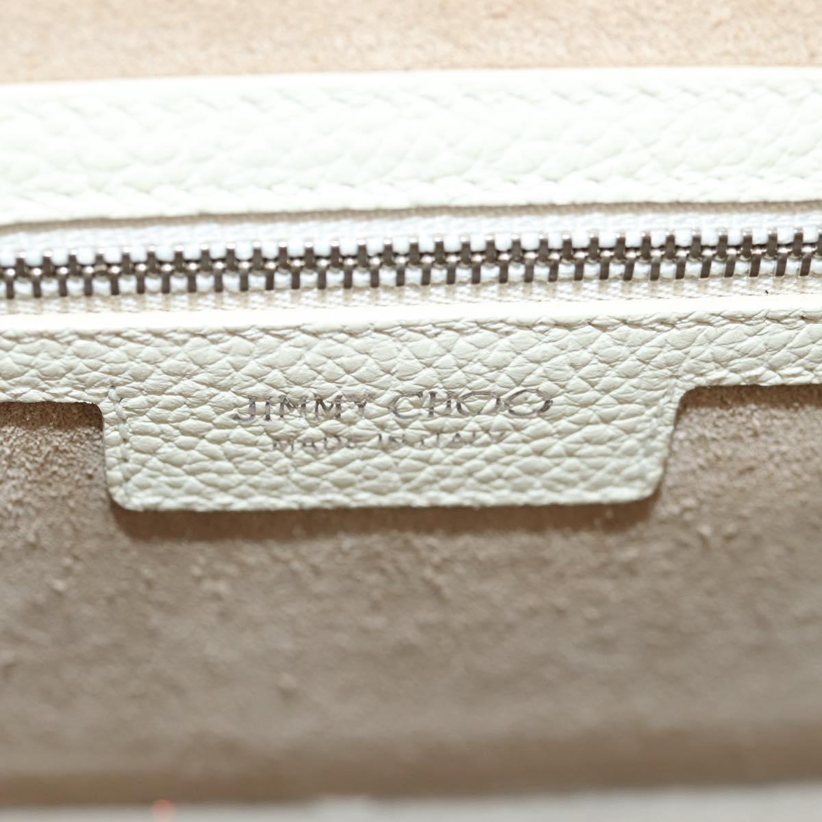 Jimmy Choo Studs Hand Bag Leather 2way White Silver Auth 149491M
